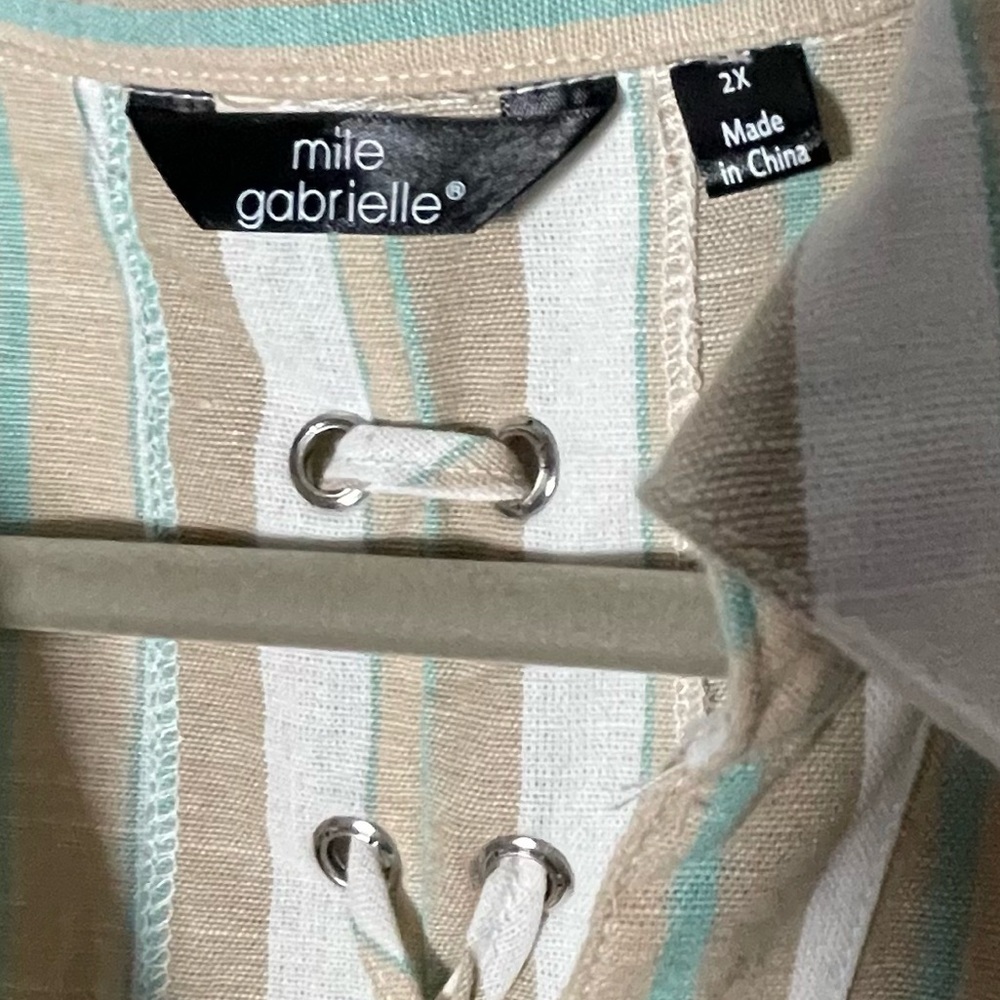 Mile Gabrielle stripped neutral midi dress size 2X preppy plus size coastal - Picture 3 of 3